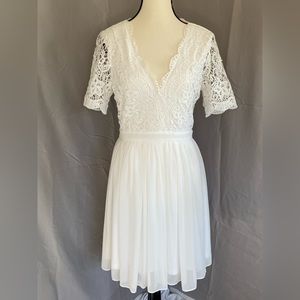 White Lulus dress with embroidered top